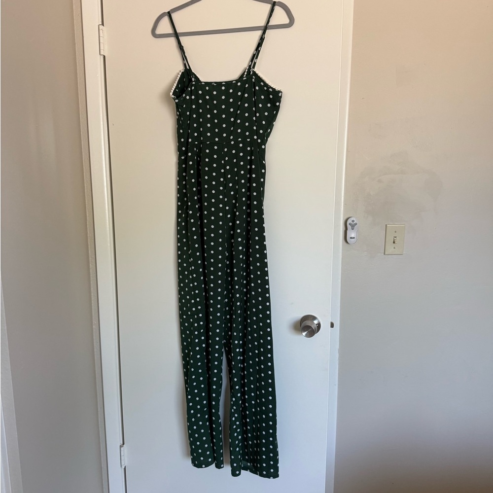 Zaful Green and White Polka Dot Jumpsuit